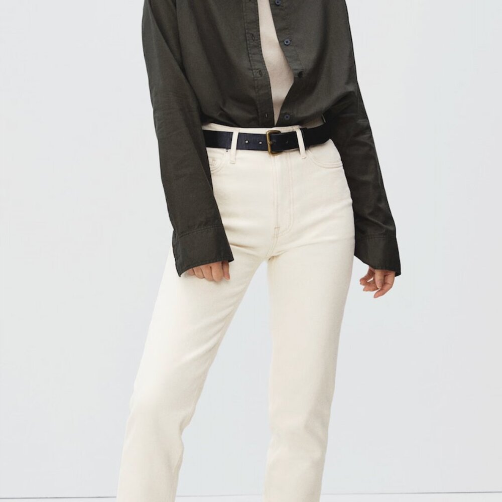 EVERLANE Women's Straight Leg Jeans in Ivory